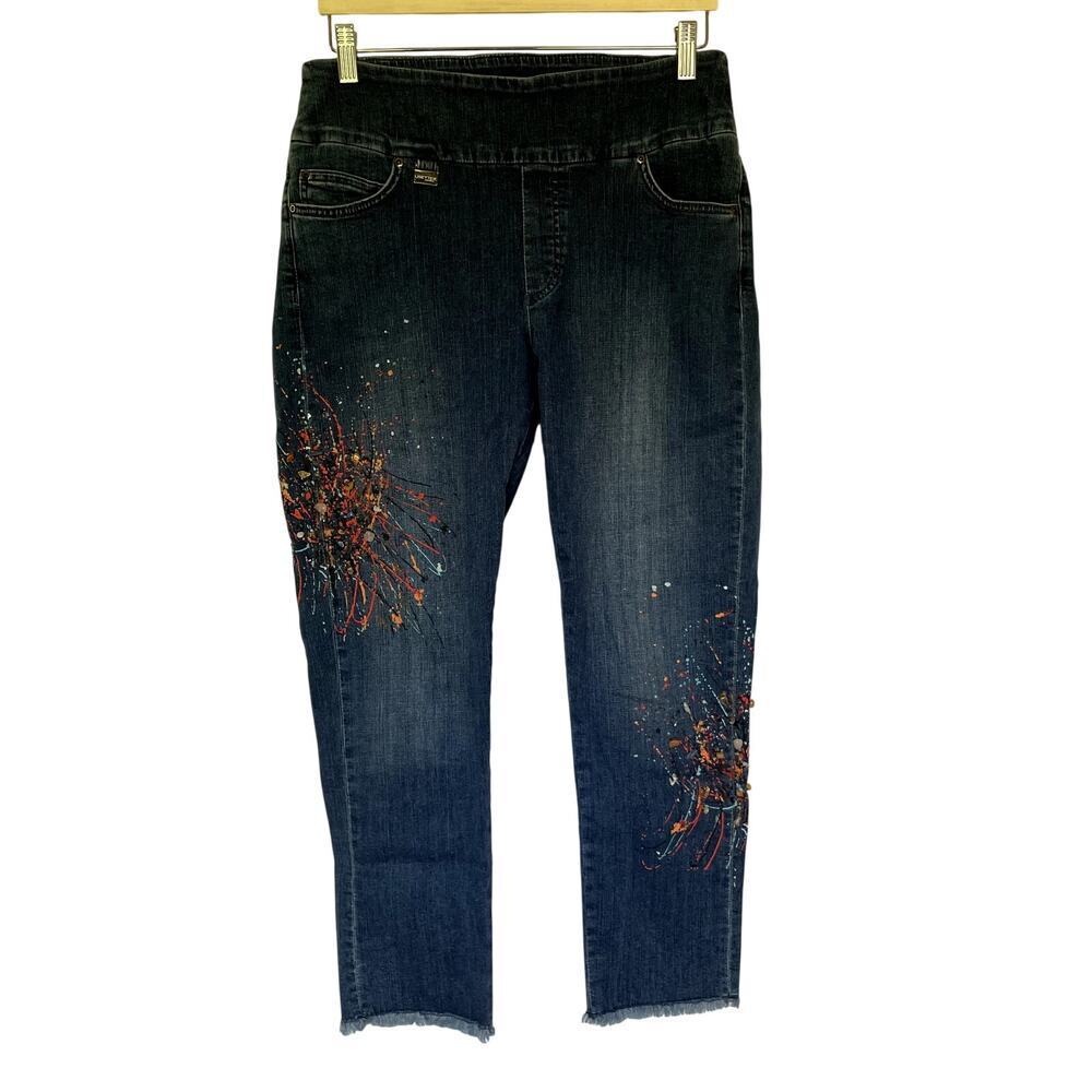 Lisette montreal jeans women's size 10 embroidered paint rock‎ detail painted